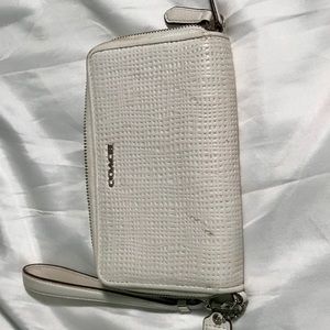Leather Coach white wallet wristlet